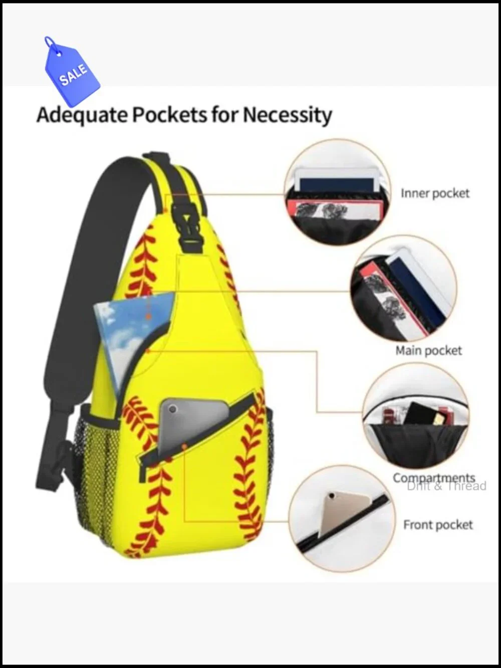 Sling Bag Crossbody Backpack Casual Chest Shoulder Pack Travel Hiking Daypack